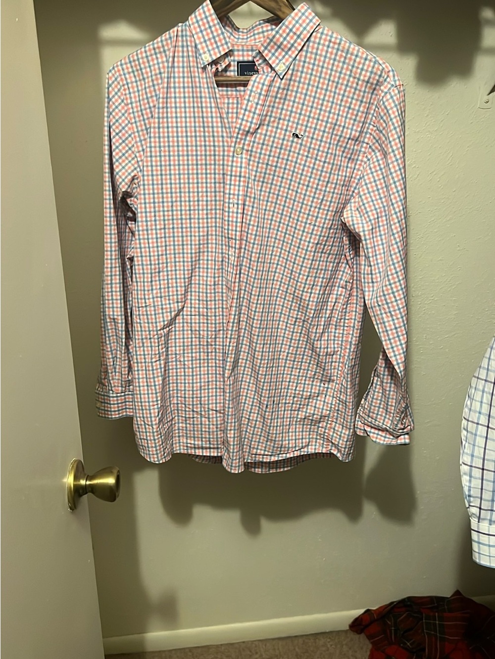 Vineyard Vines Pink and Light Blue Check Button-Down Shirt